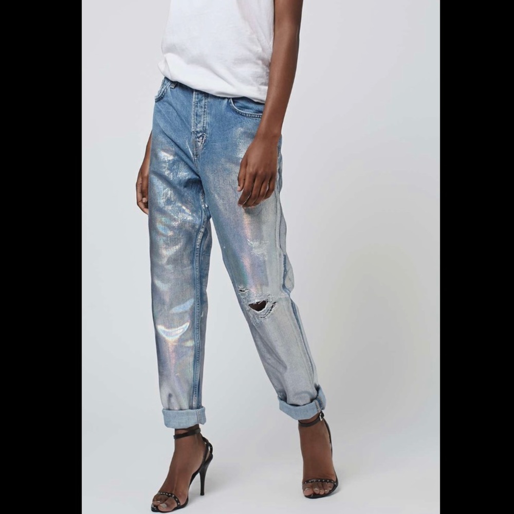 MOTO Metallic Hayden Boyfriend Jeans